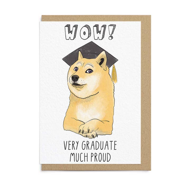 Roligt examenskort för son - Stolt Doge för wholesale av Sketchy Print Co