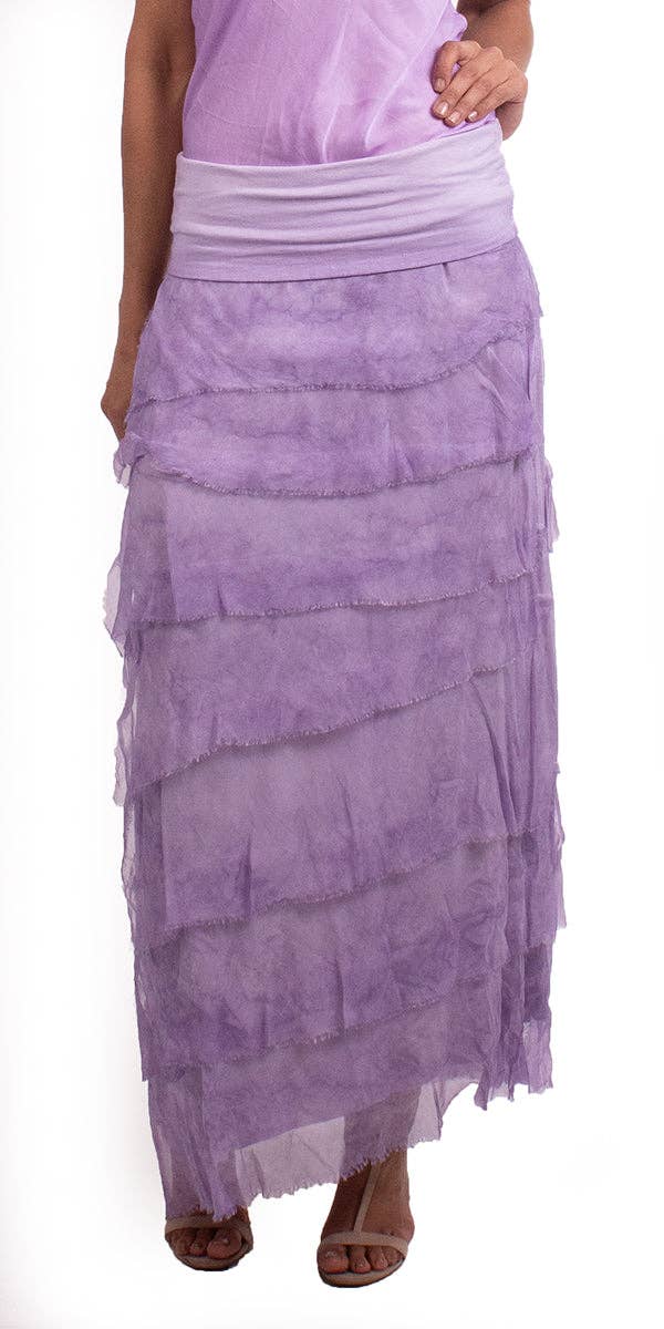 Gigi Moda - Vente Jupe – femme - Jupe volantée longue en soie42