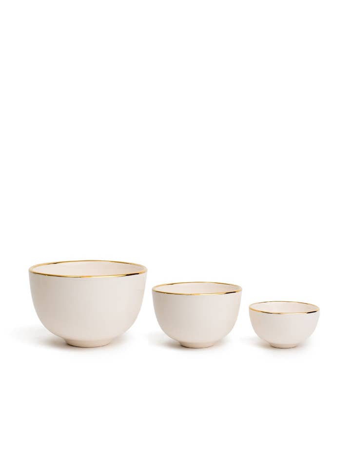 Minimalist White Bowl with Gold Edges for wholesale by Flair Interiors