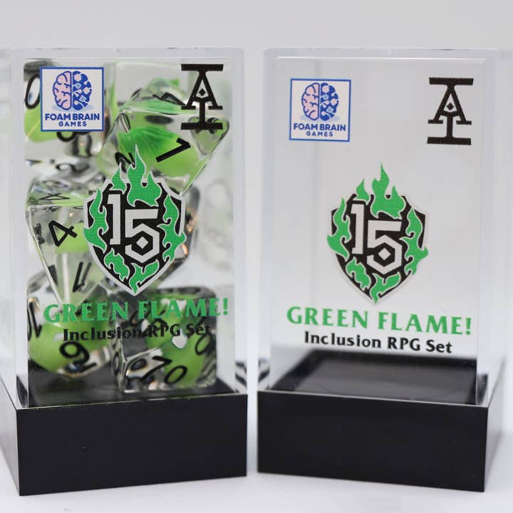 Foam Brain Games - Wholesale Dice - Acquisitions Inc Green Flame RPG Dice Set