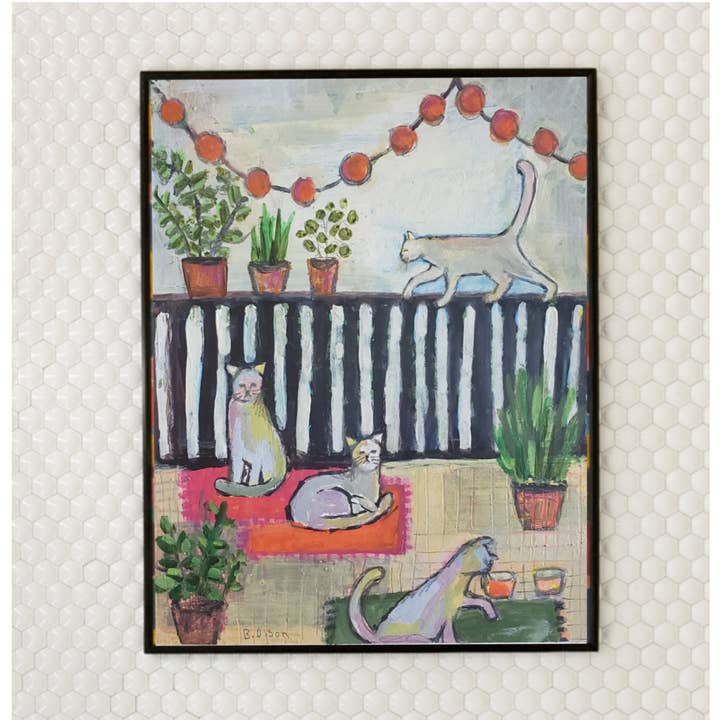 Art Print (8x10). Cats on Porch for wholesale by Blueberry Road Cards