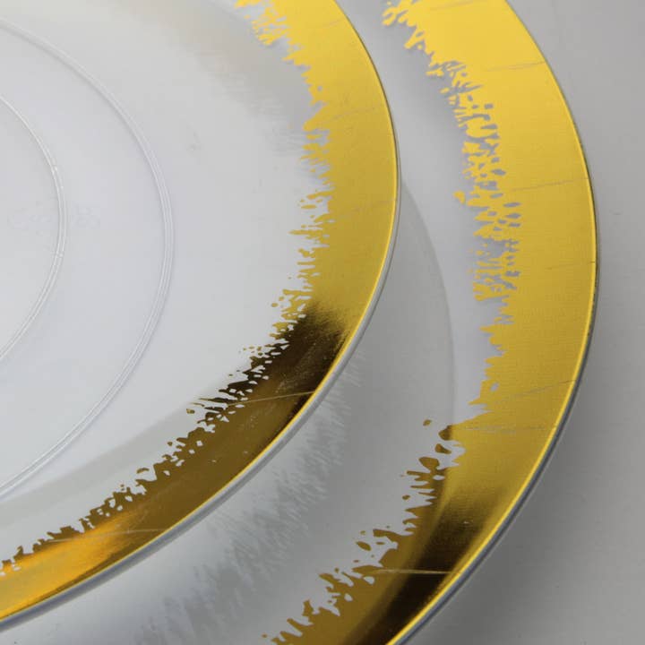 Trendables 10 inch Gold Scratched Design Plastic Plates for wholesale by Crown Display