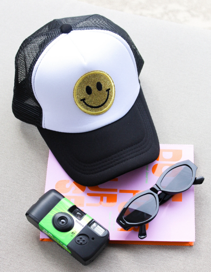 Electric Feels Company - Wholesale Trucker Hat - Women's - Glitter Smiley Face Trucker Hat | Summer Hat5