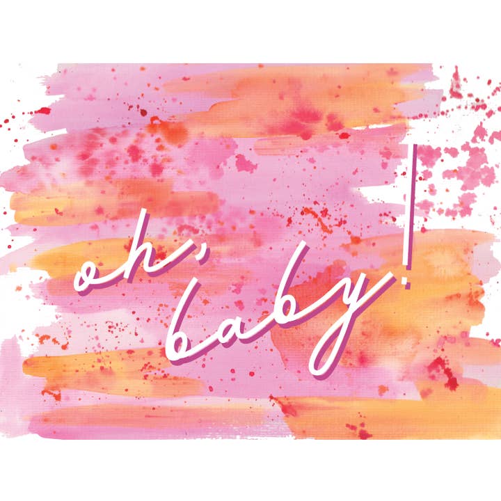 Mini-Cartão: Oh, Bebé! Menina - aguarela, abstracto, arco-íris por atacado de Kerry Quinn's Kitsch