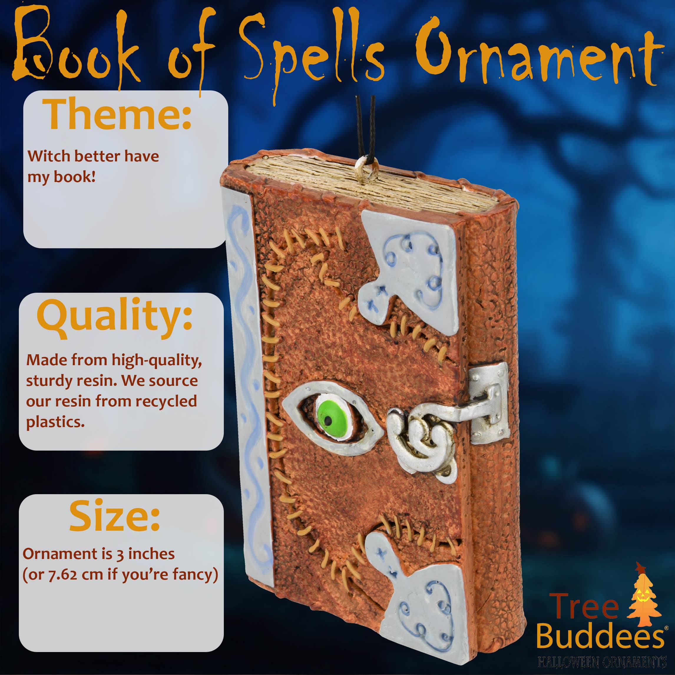 Tree Buddees - Wholesale Ornament - Tree Buddees Book of Spells Halloween Ornament Witches Decor1