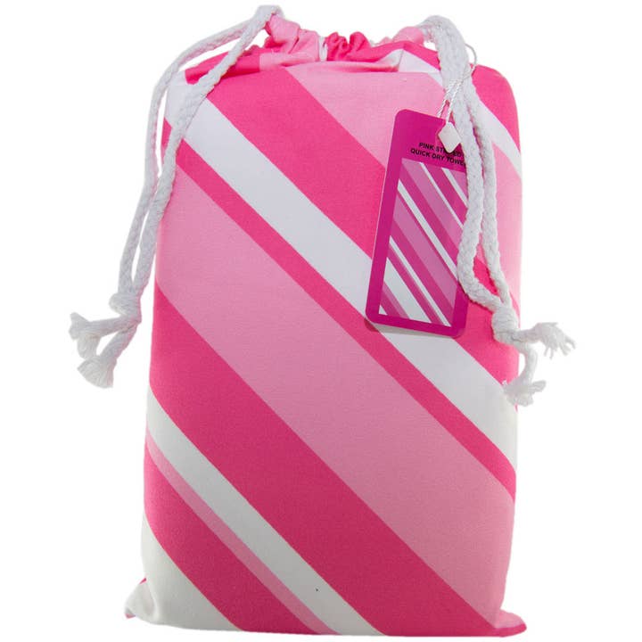 Pink Striped Beach Quick Dry Towel for wholesale on Faire