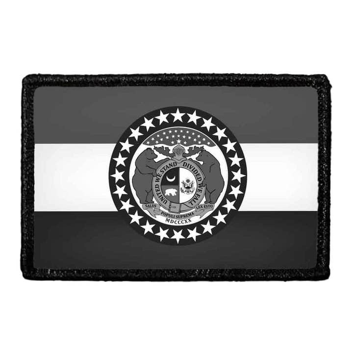 Missouri State Flag - Black and White - Removable Patch for wholesale by Pull Patch
