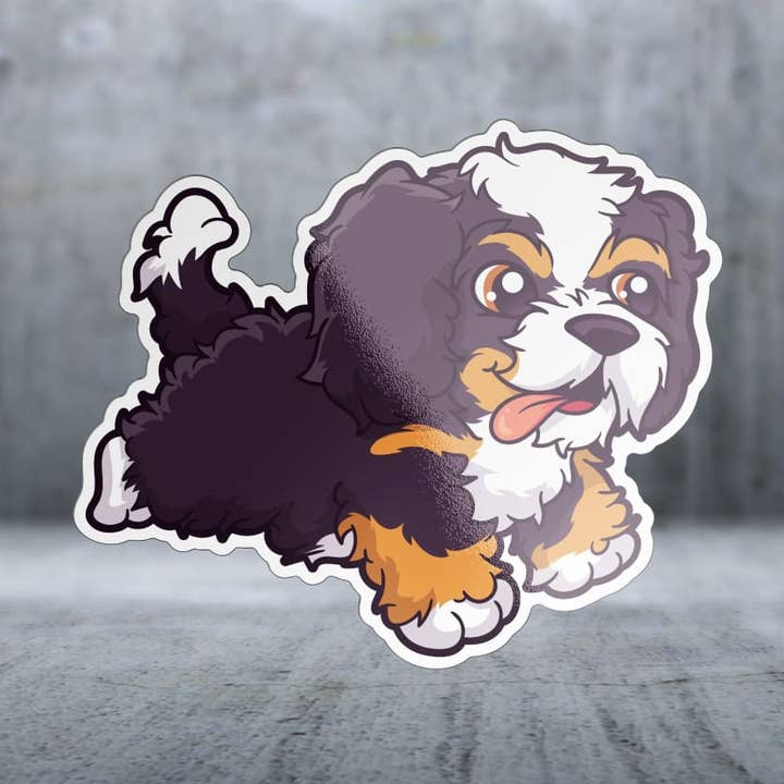Cartoon Bernedoodle - Sticker for wholesale by Two Feet Treats