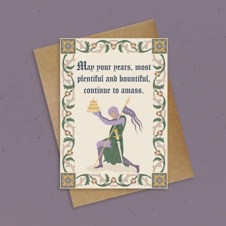 Medieval Birthday Card - Happy Birthday - Knight - Monty for wholesale by Katiebird Prints