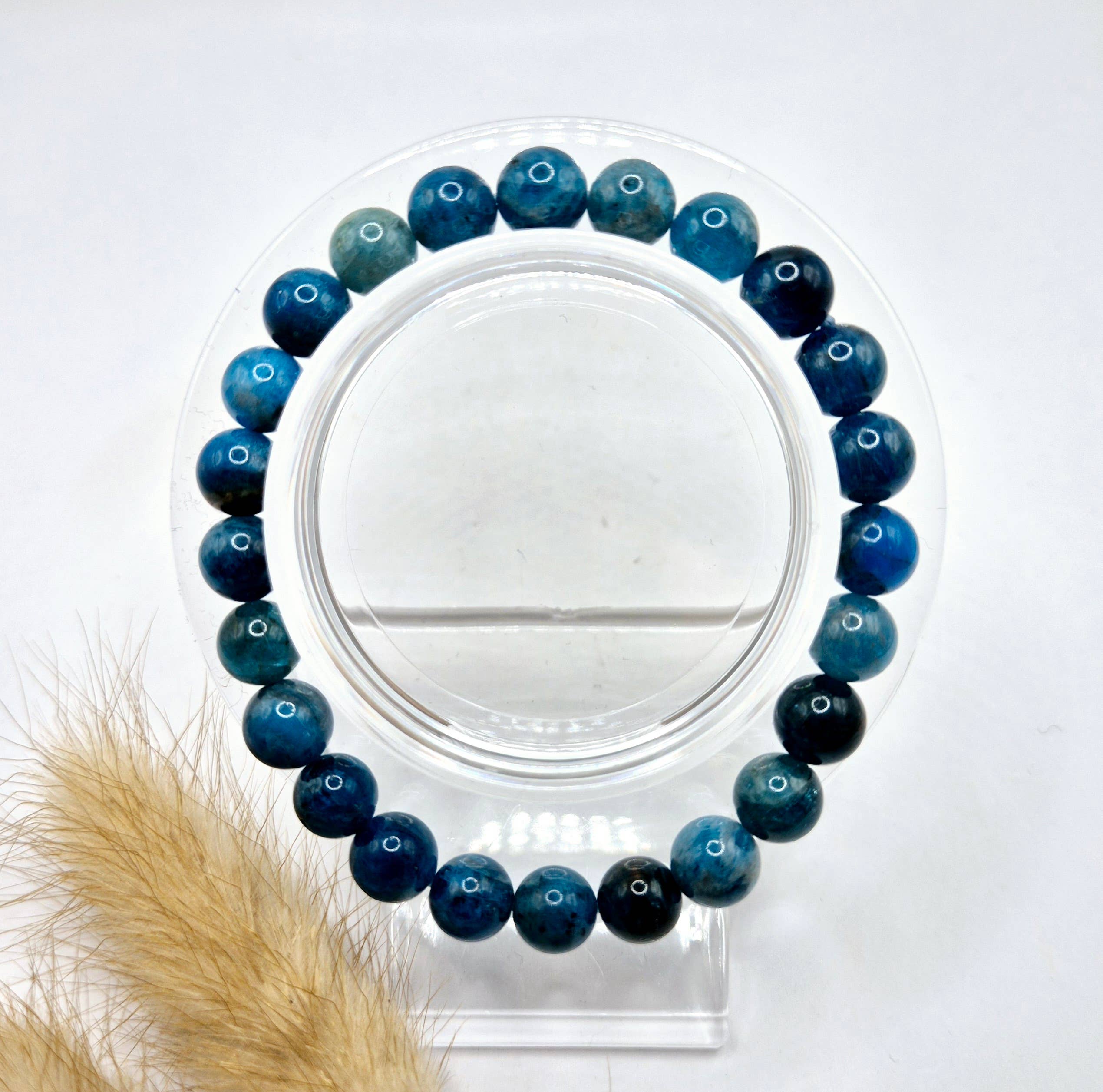 Moonlight Gemstones - Wholesale Beaded Bracelet - Gemstone bracelet with 8mm round beads - Blue Apatite