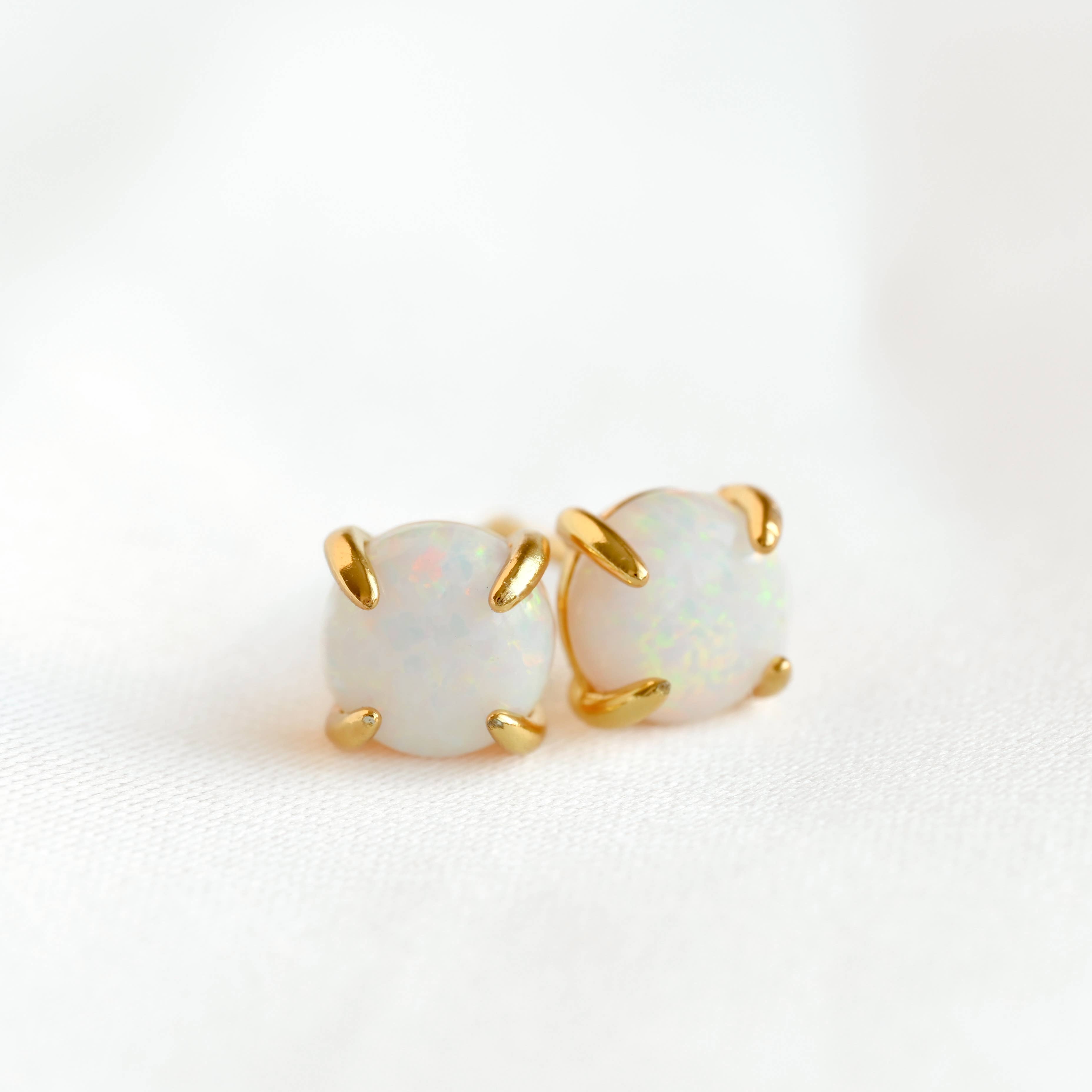 Blueyejewelry - Wholesale Stud/Post Earrings - 925 Silver Opal Studs - Sterling Silver Round Opal Earrings 7