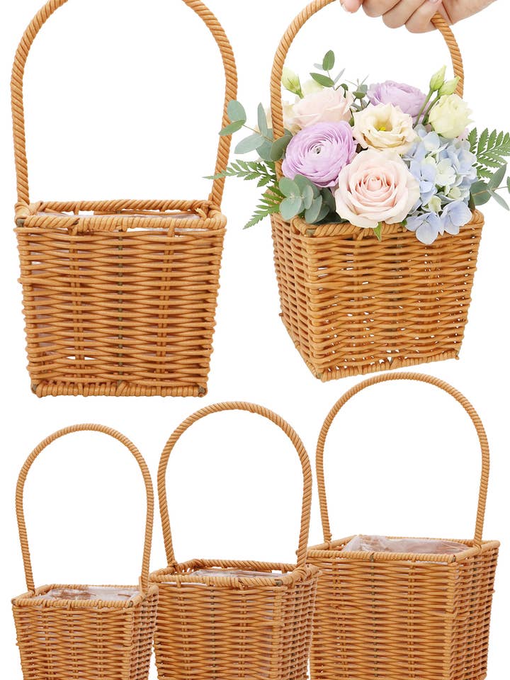 Quadratische Rattan-Körbe mit Griffen - 3er-Set für den Großhandel von Cap Zone