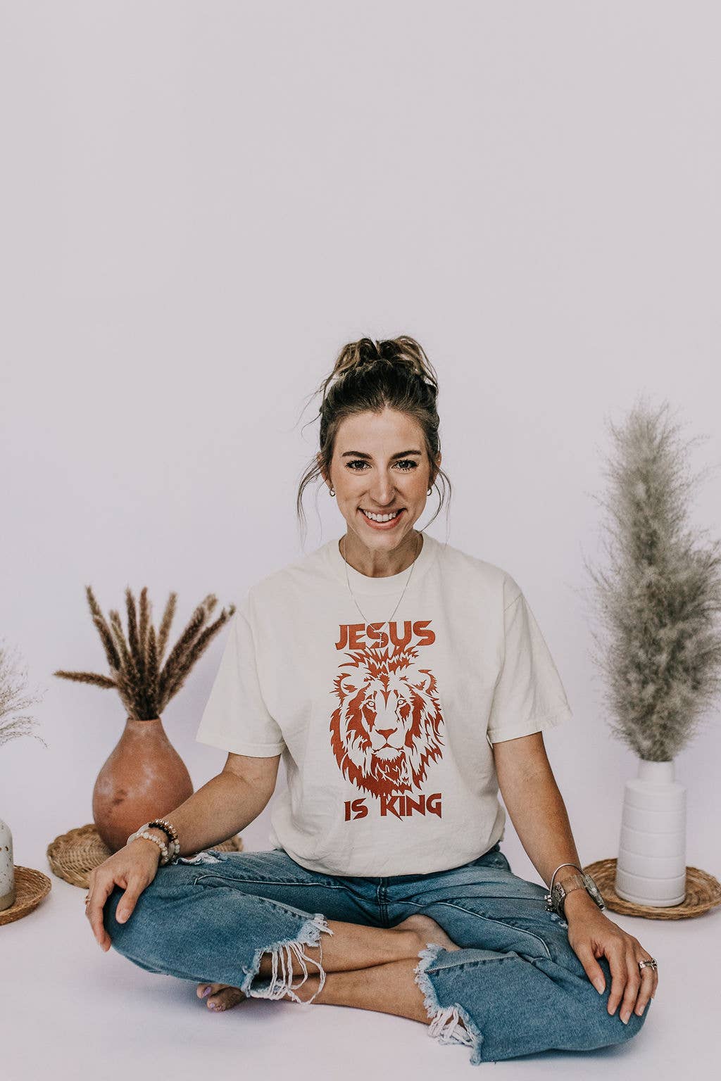 Little & Brave - Wholesale Screen Printed T-Shirt - Women's - Jesus is King Graphic tee, Faith based.1