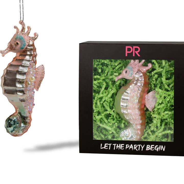 Party Rock | Ornamento de vidro Pearl Seahorse por atacado de Party Rock Ornaments