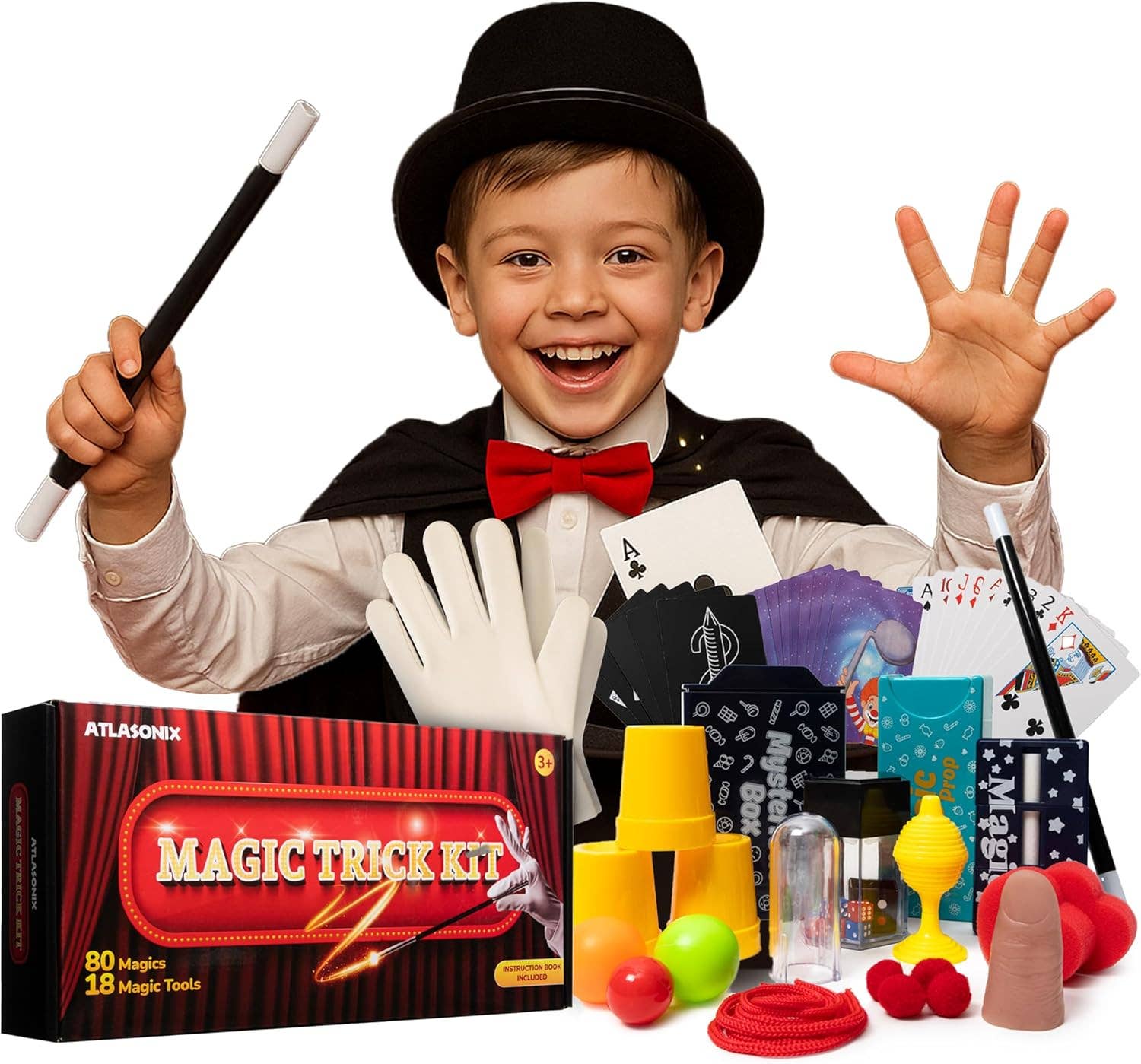 Atlasonix - Vente Tours de magie - Tours de magie - Coffret cadeau d'apprentissage amusant de magie pour enfants0