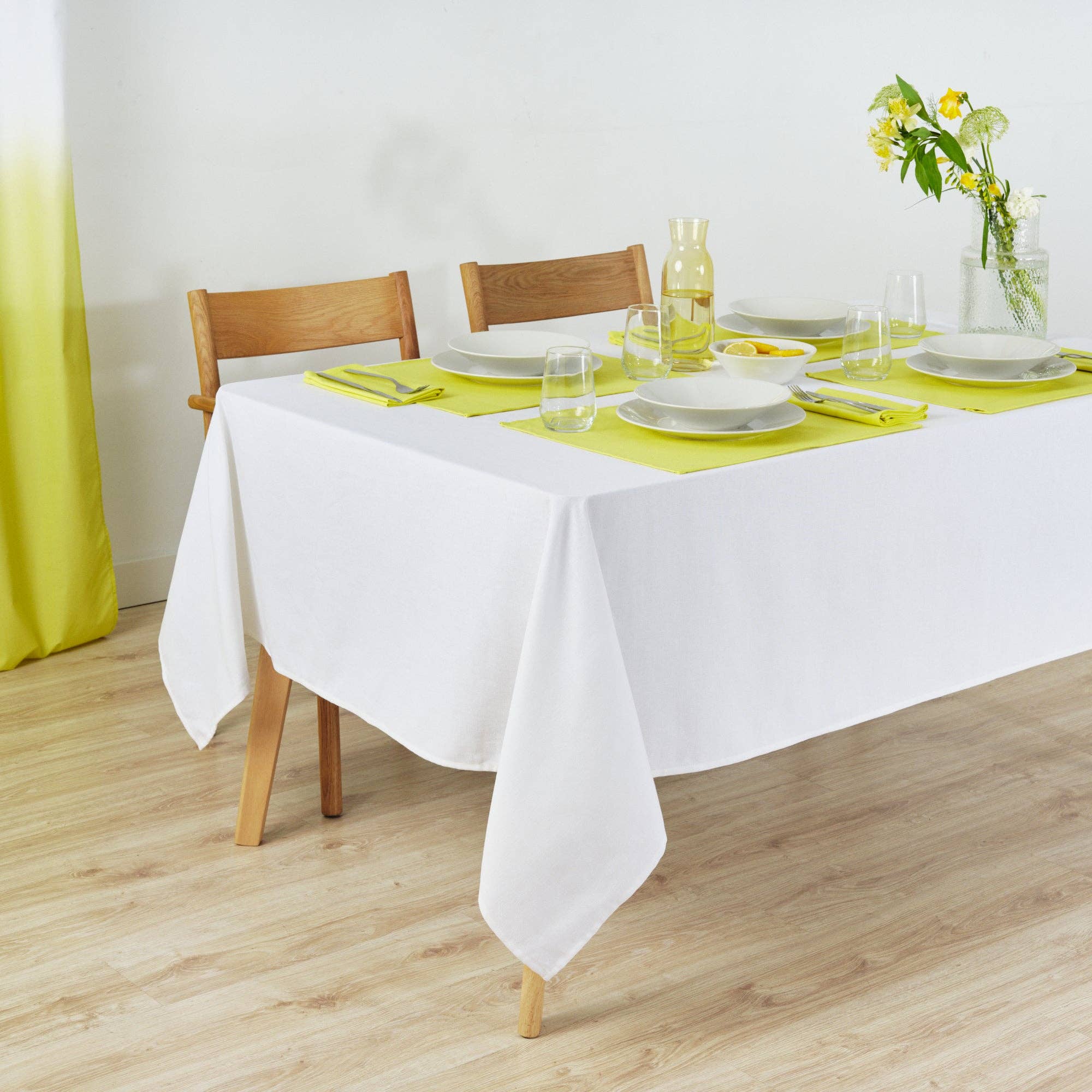 SG HOGAR – Großhandel Tischdecken – Uni-Tischdecke mit Leinenstoffoptik, 100 % Leinen, Optical White3