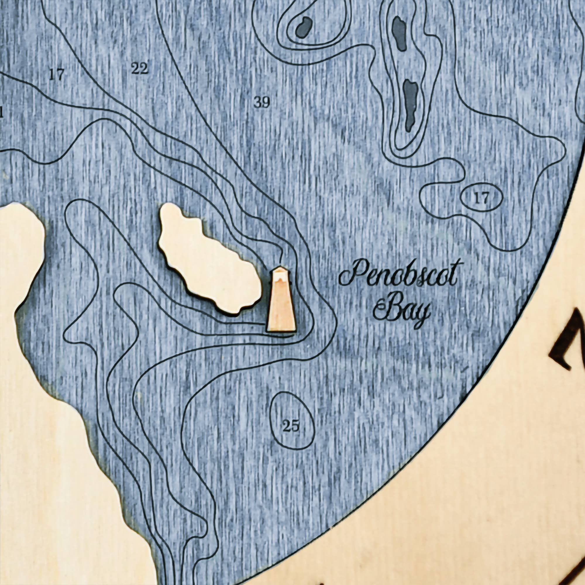 Sea & Soul Nautical Chart Art - Vente Horloges murales - Carte de profondeur d'eau de la côte du Maine11