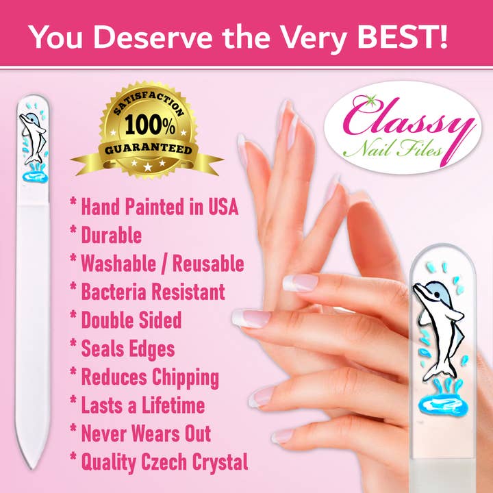Classy Nail Files – Engroshandel Neglefil – Delfin Havliv Dyr Håndmalet Tjekkisk Krystal Neglefil2