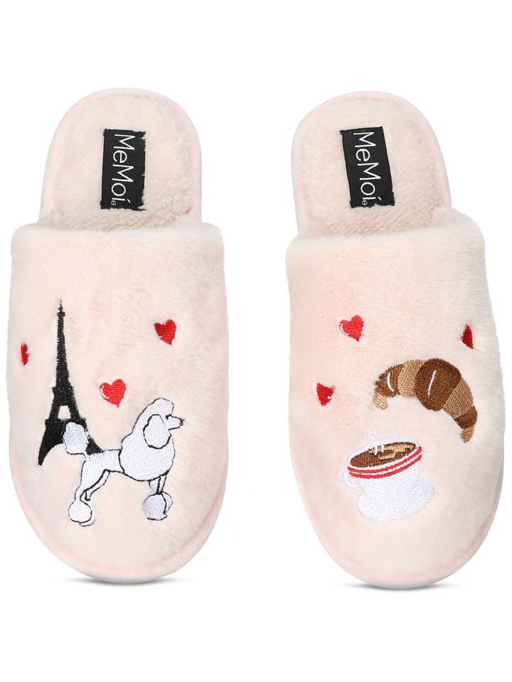 Women's I Love Paris Plush Slippers for wholesale by Infinity Classics International Inc.