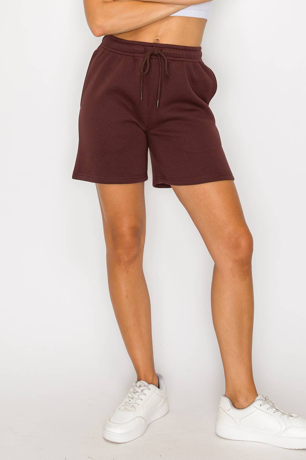 Color 5 – wholesale Shorts – Dam – Enfärgad fleece löst sittande avslappnade långa shorts med fickor16