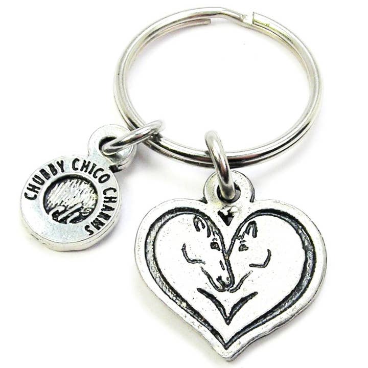 Chaveiro Duplo Coração de Cavalo para Equitação por atacado de Chubby Chico Charms