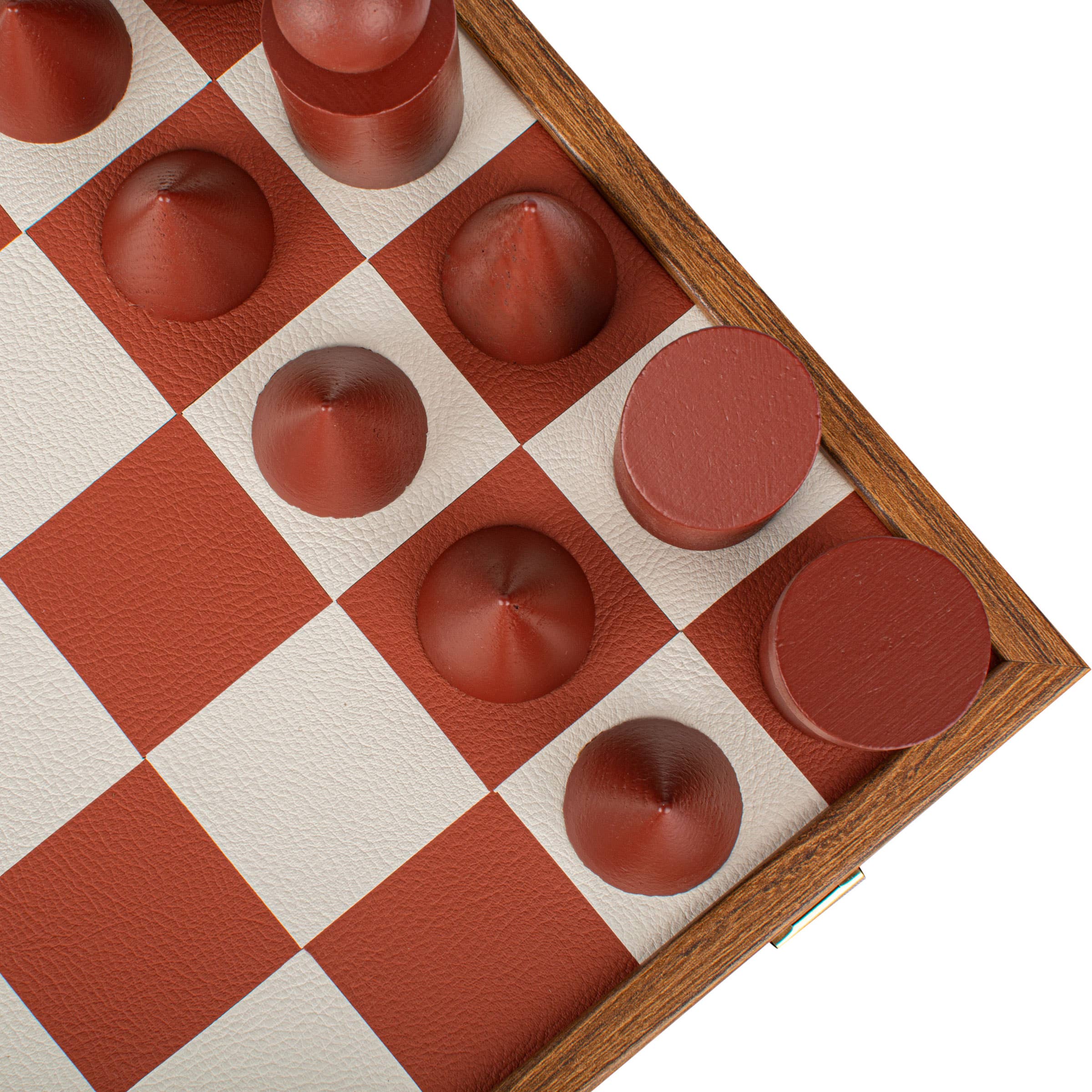 Cardshouse – Großhandel Brettspiele – Bauhaus Schachset mit 40 cm Brett in Terrakotta & Weiß6