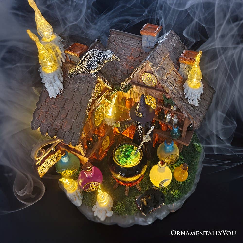 OrnamentallyYou - Wholesale Decoratief beeldje - Verlicht beeldje van Enchanted Witch Cottage, 10" LED Halloween 4