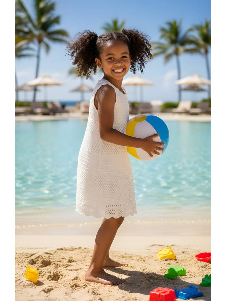 Emmi Floral Crochet Swim Coverup - White for wholesale on Faire3