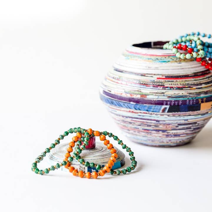 Zuri Styles - Vendita all'ingrosso Bracciale con perline - Braccialetto con perline in carta riciclata, motivo: Tranquility