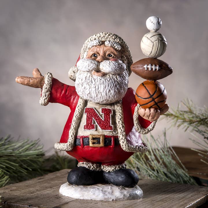 Nebraska Husker Santa 2024 by Bert Anderson for wholesale by J Devlin Glass Art & Bert Anderson Collection