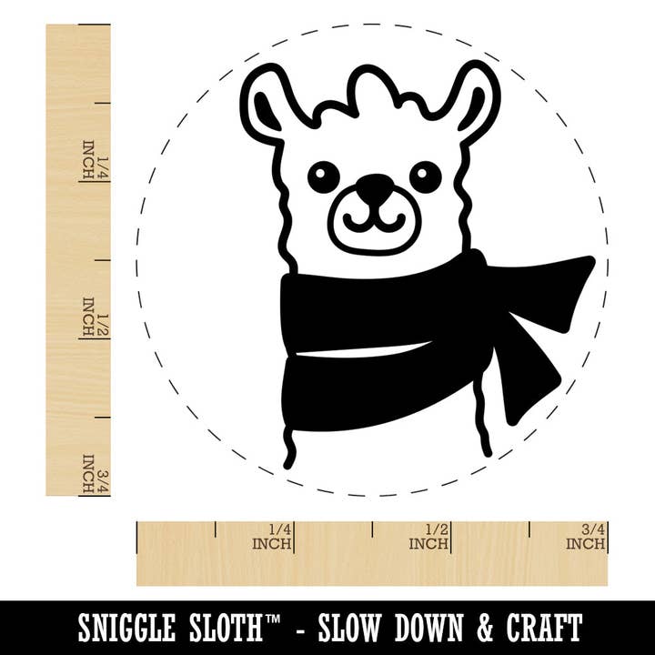 Llama with Scarf Self-Inking Rubber Stamp for Stamping Crafting Planners for wholesale by Sniggle Sloth