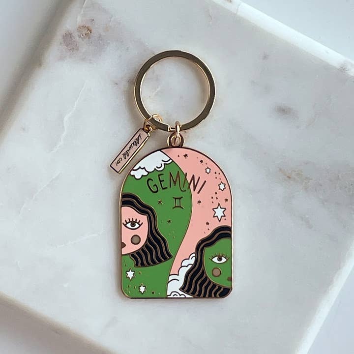 Idlewild Co. - Wholesale Keychain - Women's - Gemini Zodiac Enamel Keychain