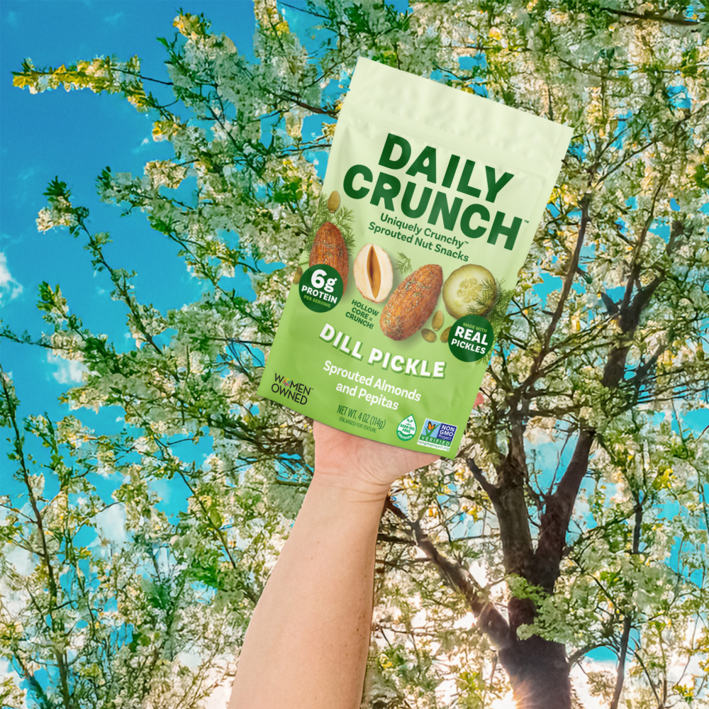 Daily Crunch - Wholesale Nuts - Dill Pickle + Pepitas Sprouted Almonds, 4oz Pantry Bag5