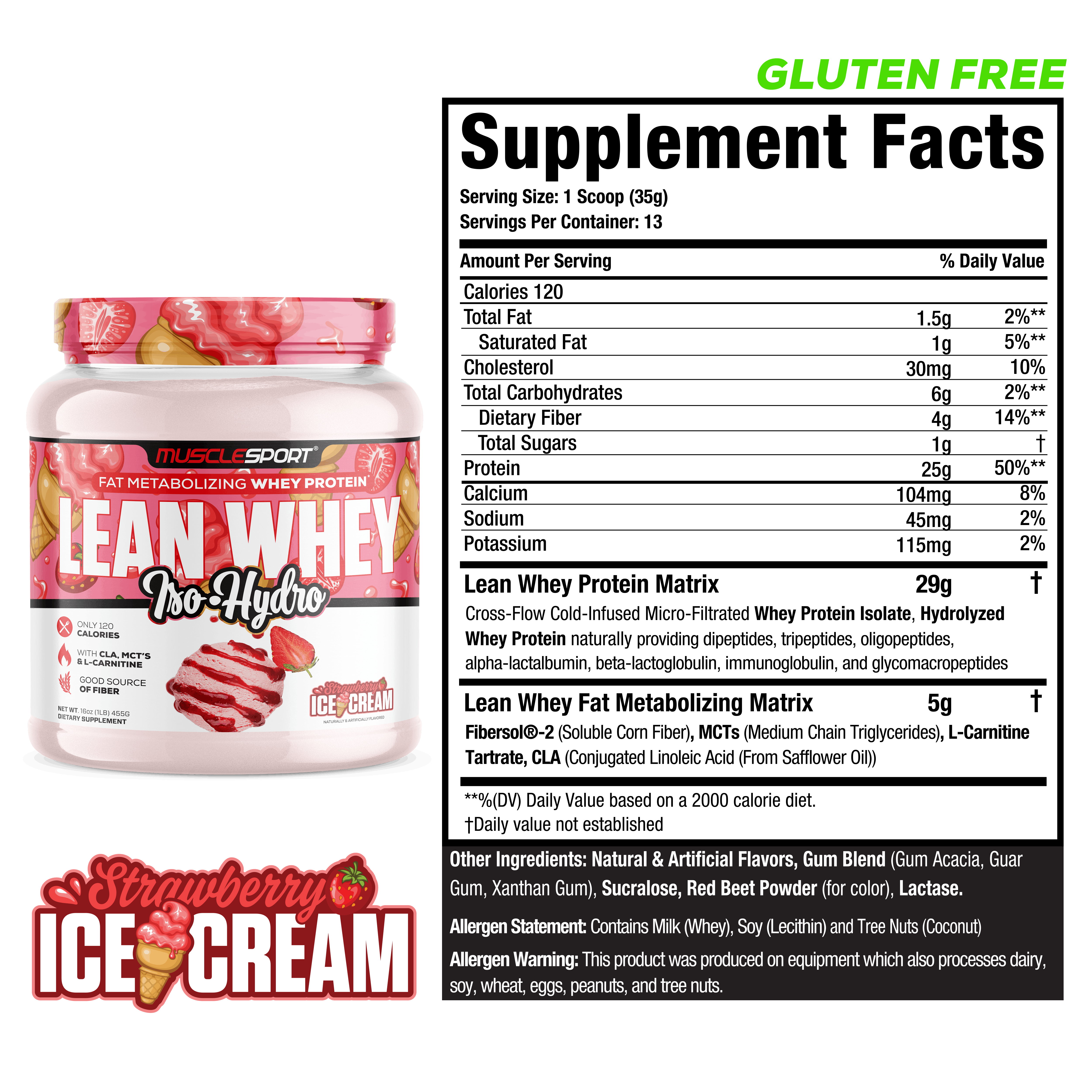 MuscleSport - Wholesale Protein/Superfood Powder - Lean Whey™ Iso Hydro Gourmet Protein 1lb34