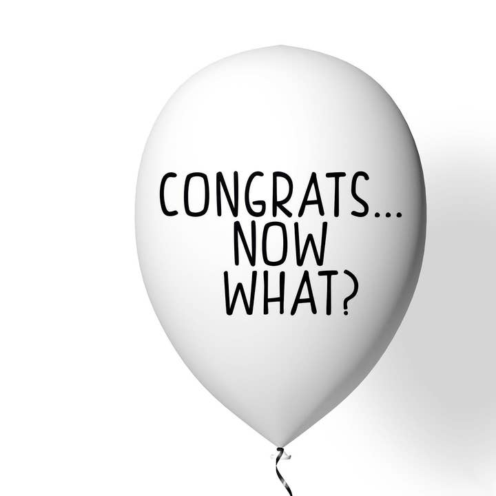 Congrats... Now What? Balloon | Graduation Balloon | Funny Graduation Gift | Class of 2022 | 2022 Graduate | Phd Graduate | Masters Graduate for wholesale by Very Pun Stuff