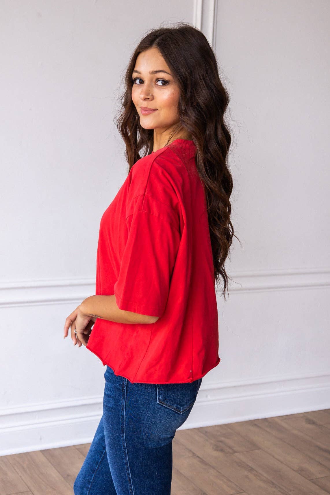 Red Boxy Crop Top for wholesale on Faire2