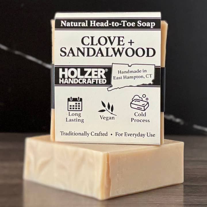Handmade Soap Bar | Clove + Sandalwood Scented | Handcrafted Bar Soap | Natural Cold Process | Vegan | 4.5 oz for wholesale by Holzer Handcrafted ®