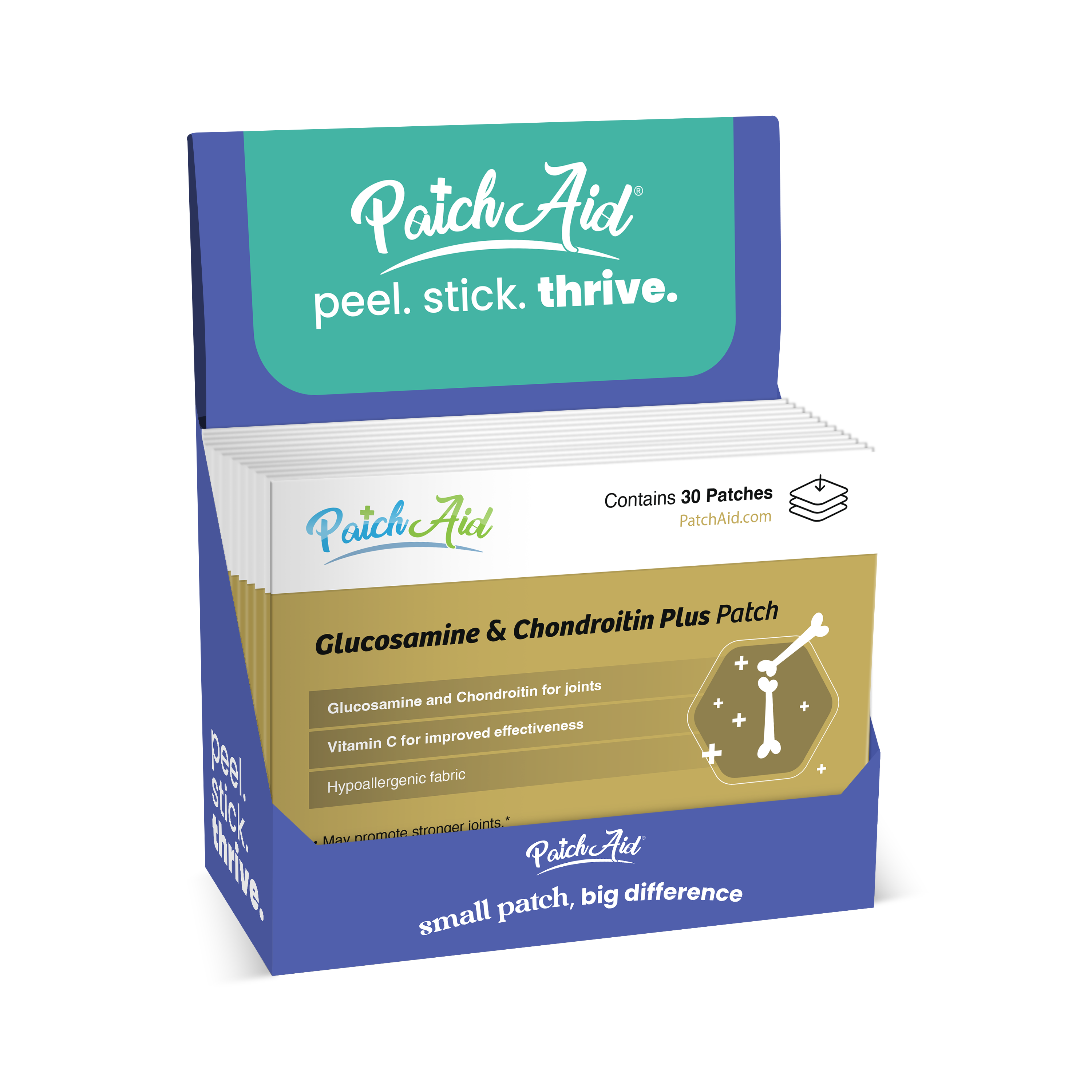 PatchAid - Vendita all'ingrosso Vitamine/integratori orali - Patch con glucosamina e condroitina Plus - Supporto per la salute delle articolazioni0