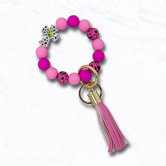 Suzie Q USA - Vendita all'ingrosso Portachiavi - Unisex - Braccialetto Portachiavi con Croce di Perline e Stampa Animalier5