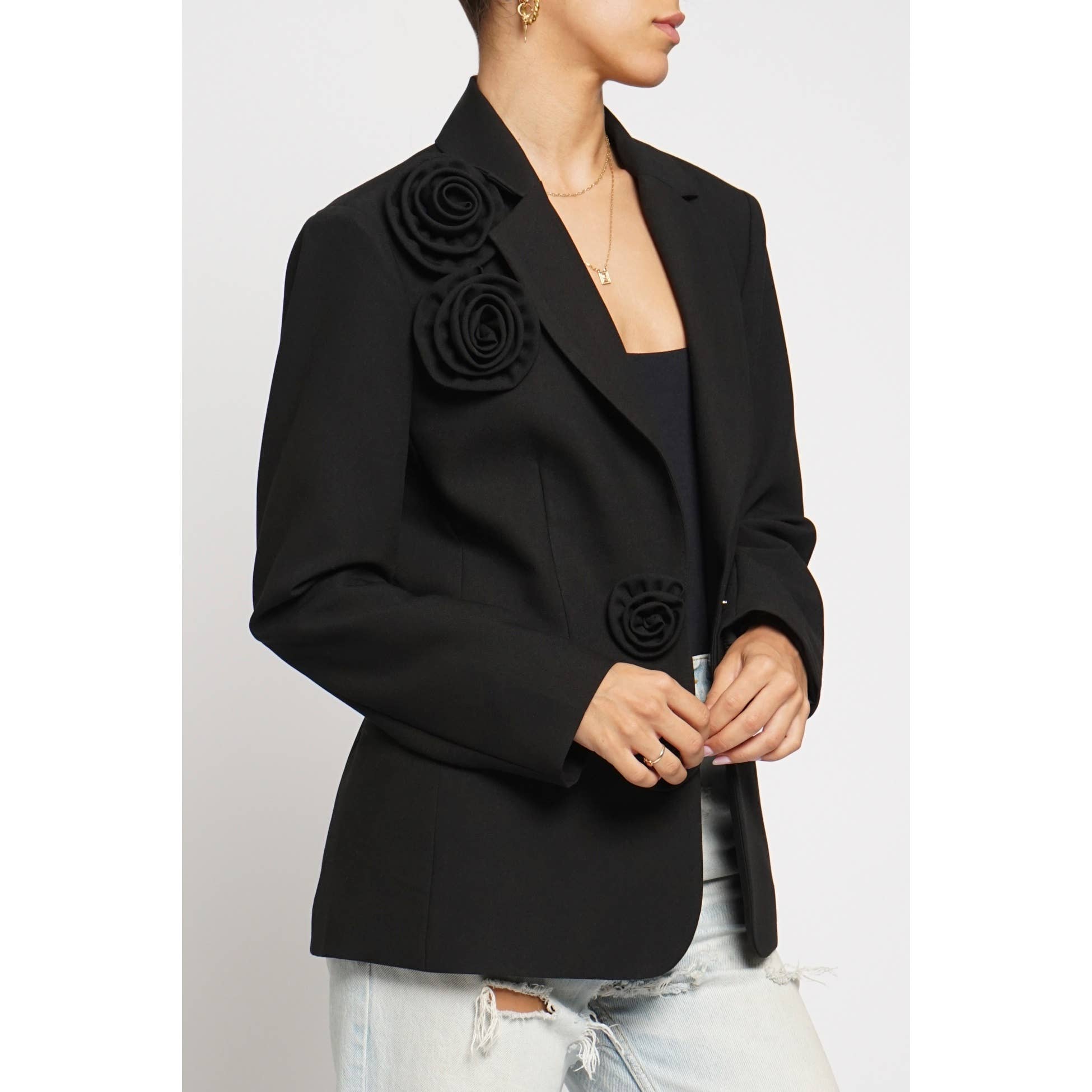 Sans Souci - Wholesale Blazer - Women's - ROSETTE ACCENT BLAZER1