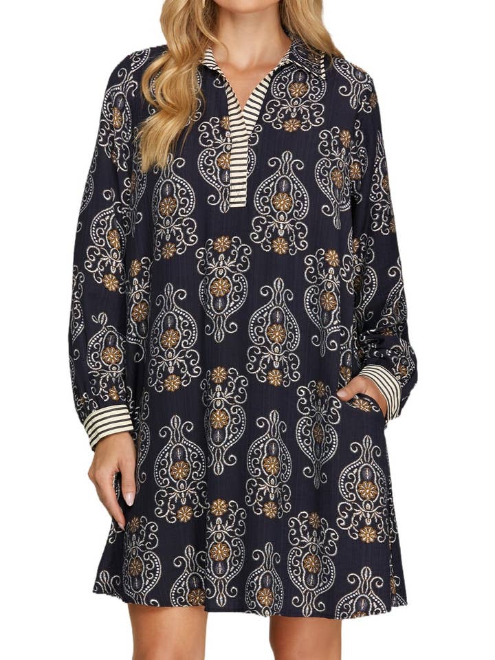 Robe courte à imprimé tissé pour la vente par Vanilla Monkey