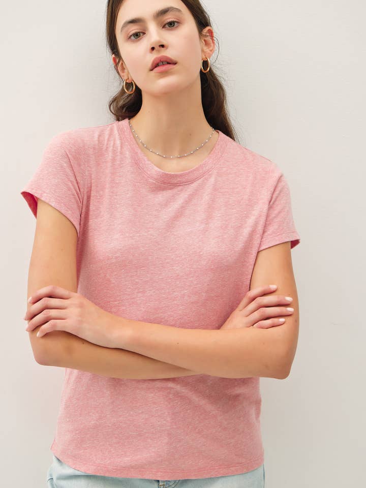 SOFT ROUND NECK SOLID BASIC TEE for wholesale by Be Cool