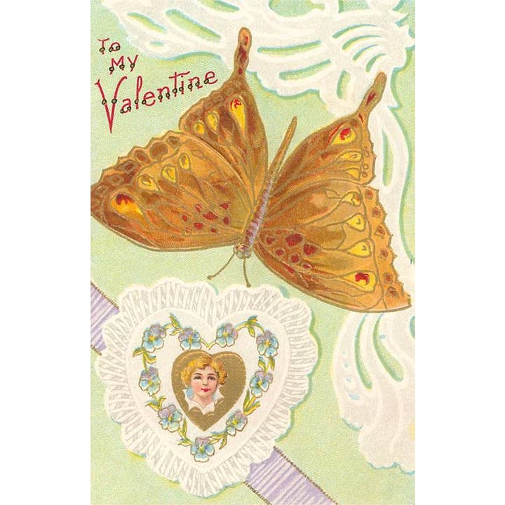 Found Image Press - Wholesale Stationery/notecard set - Greeting Card VL-28 To My Valentine, Gold Butterfly