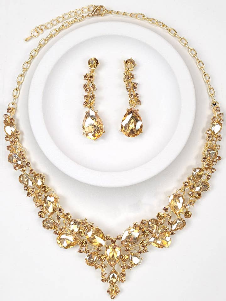 Parure de bijoux collier en chaîne métallique et boucles d'oreilles FJN364 pour la vente par Chicas