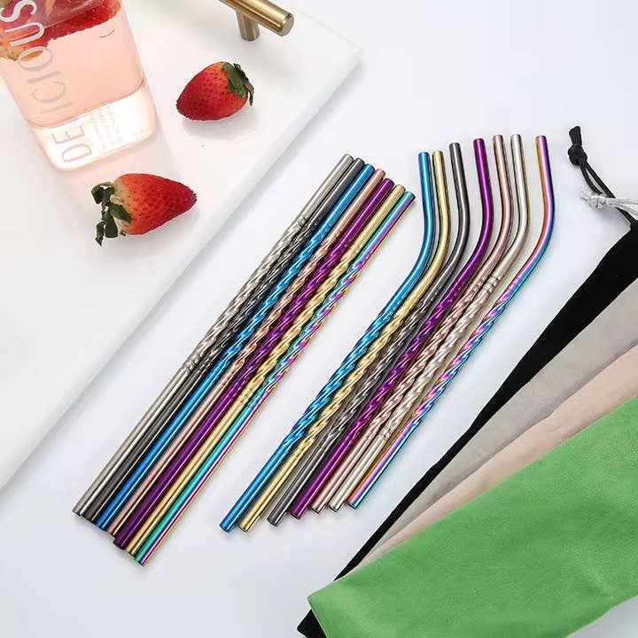 Sostraw & SmartThings - Wholesale Drinking Straw - Spiral Straw - Bent - 215 x 6 mm - 6 available colors1