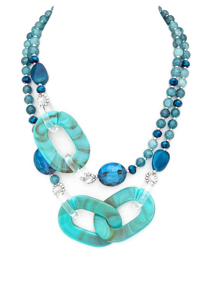 Mix Stone Layer Statement Necklace for wholesale by Artini Accessories