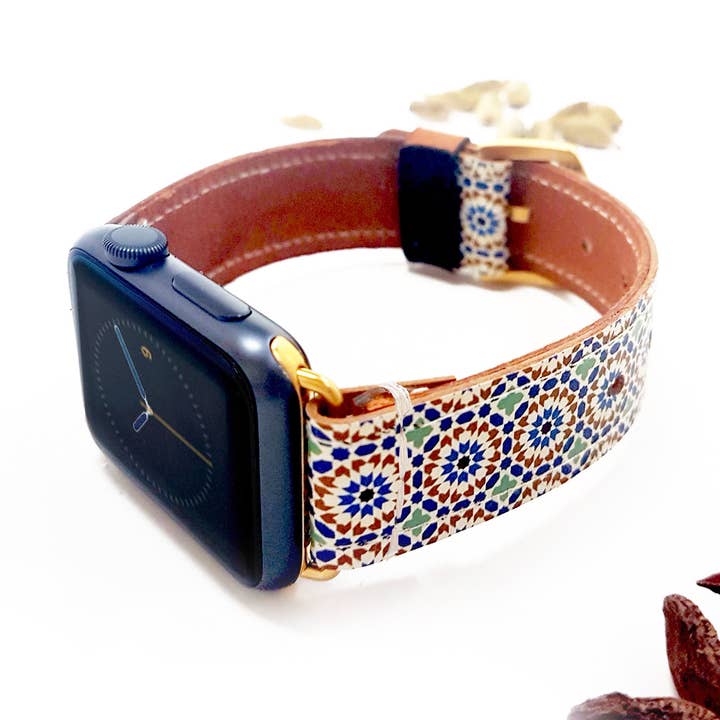 Leather Apple Watch Strap Band Moorish Style for wholesale by Inky Goat
