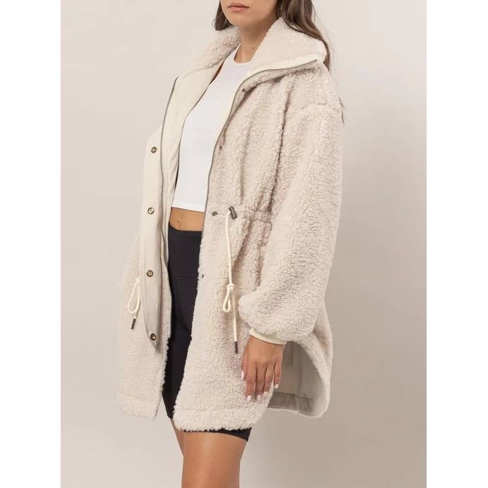 Apolline - Vente Manteau – femme - Manteau Sherpa à taille zippée10