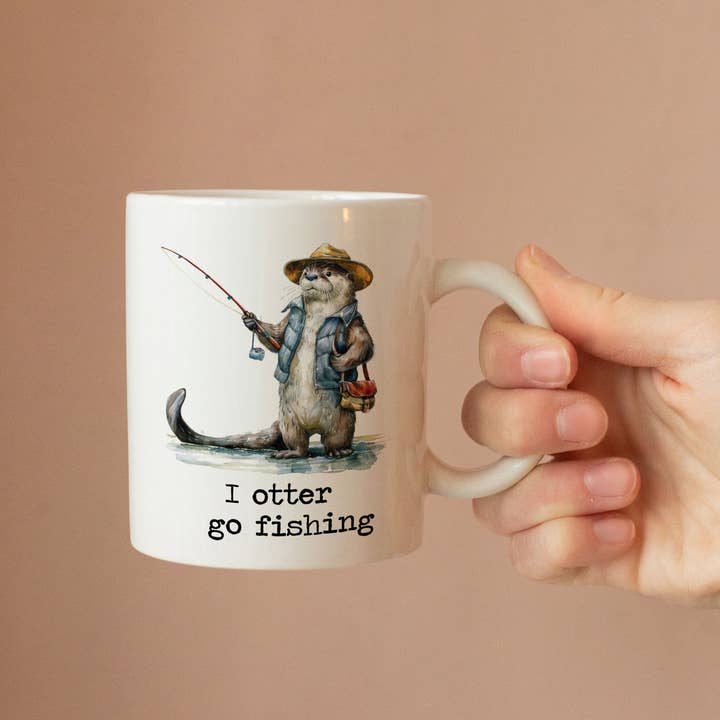 Canary Road - Wholesale Coffee Mug - Otter Go Fishing Mug Ceramic Coffee Animal Cup Zoo Gift Shop