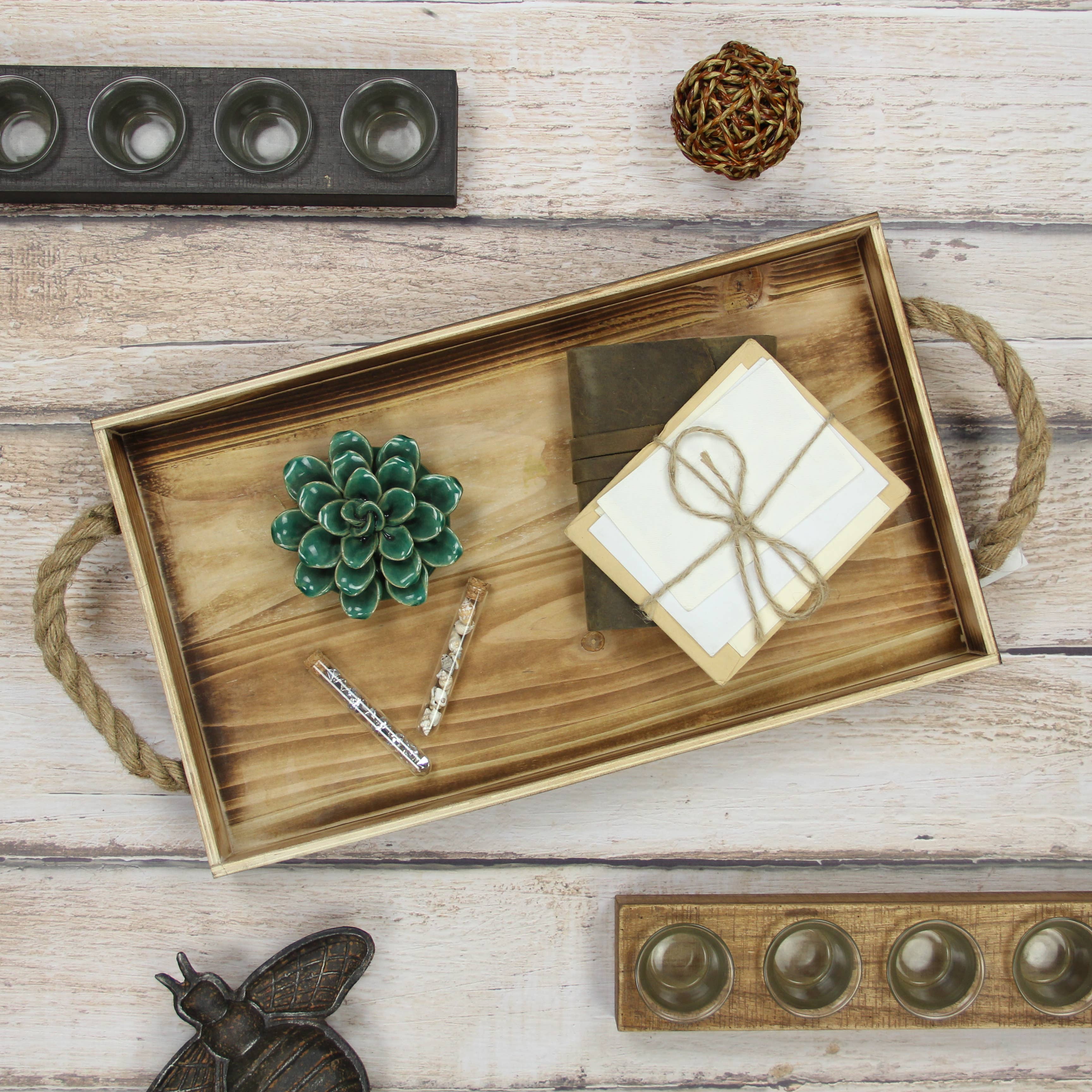 Cheungs Home Decor - Wholesale Decorative Tray - Piper Rectangular Wood & Rope Tray2